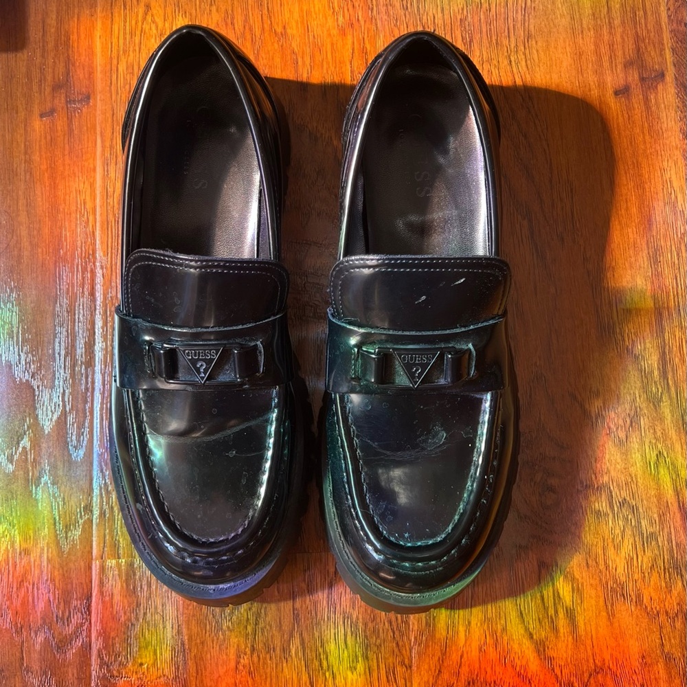 Guess Black Patent Leather Loafers